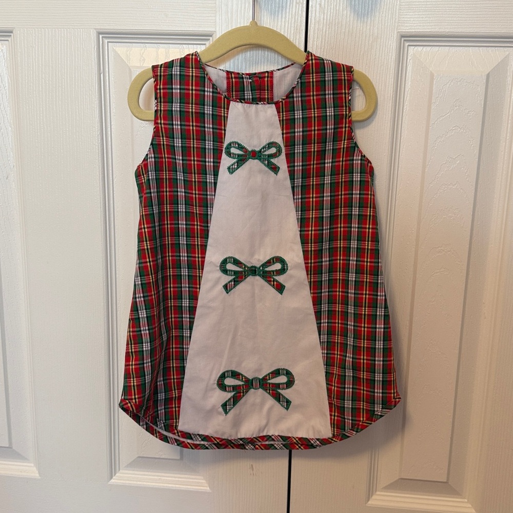 The Beaufort Bonnet Company Apron Dress, Plaid Bow Size 2T